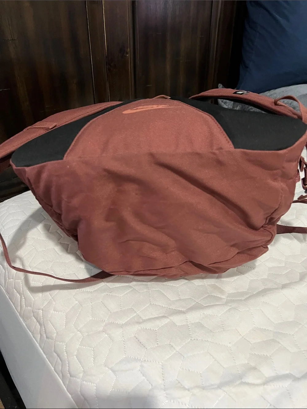 Nike Maroon Backpack with Pink Logo Accent